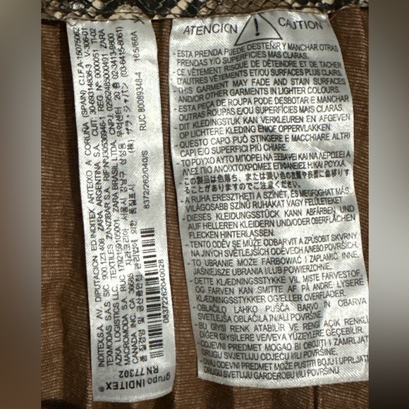 132 Zara | NWOT Brown Black Faux Leather Snakeskin Pleated Maxi Skirt (Size S) - Picture 9 of 9